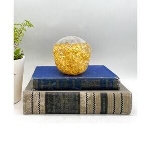 Vintage 23k Gold Leaf‎ Floating Inside Dimpled Blown Glass Paperweight